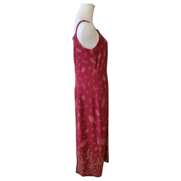 Eddie Bauer Russet Red Sleeveless Floral Maxi Dress Size 10 Petite - Picture 3 of 5